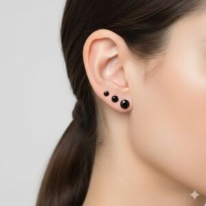 Elegant Black Stud Earrings
